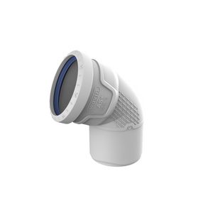 Bocht PP AS+ geluidsarm 67° lichtgrijs 75mm mof x spie