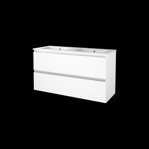 Set START-46 onderkast ice white 120cm (2x 60cm) greeploos 4x la porselein wastafel 2x kraangat (S46GL120PIW)