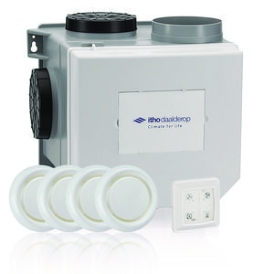 PROMO Woonhuisventilator 'alles in 1 pakket' CVE-S ECO interne vochtsensor euro-& Perilexstekker incl. bediening RFT Auto + 4 ventielen (03-00404)