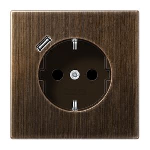 Wandcontactdoos + lader LS messing antiek USB C
