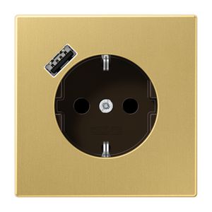 Wandcontactdoos + lader LS messing klassiek USB A