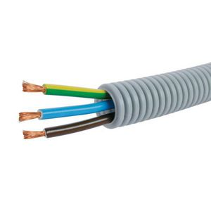 Rol a 100m. voorbedrade flexibele buis FlexPP grijs 20mm GG/BL/BR 3x4 HO7VK