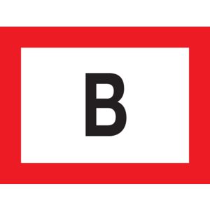 Bord "B" zwart met rode rand 200x150mm markering droge stijgleiding (809-332508)