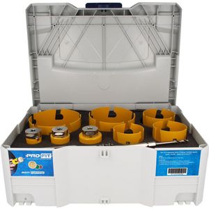 Multi Purpose gatzagenset in T-Loc systainer 32-35-44-51-68-76-82-111-127mm met geïnt. adapters en div. centreerboren