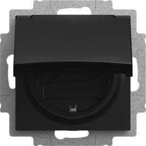 Wandcontactdoos RA  verhoogde aanraakbeveiliging en klapdeksel balance SI matzwart IP44. (20 EUCKBD-915)