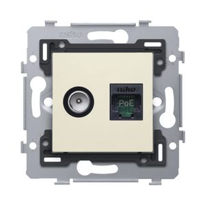 Combinatie coax met RJ45-aansl. UTP Cat. 5E PoE++ vlak cream