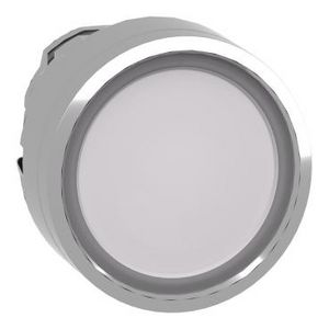 Kop verlichte drukknop Terugvering Ø22mm LED Wit chroom