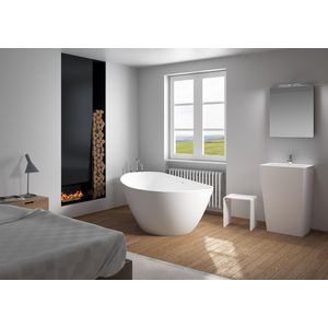 Vrijstaand ligbad Granada asymm. rechts 170x80cm mat wit solid surface incl. sifon