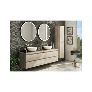 Meubelwastafel AMARO 80cm kunstmarmer mat wit zonder kraangat (cast marble)