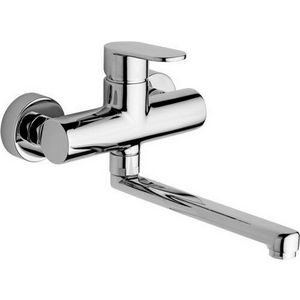 Wandmengkraan CANDY 1-hendel chroom 150mm met lange draaibare uitloop 200mm incl. S-koppelingen