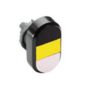 Dubbele drukknop verhoogd wit/zwart met gele lens