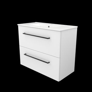 Set START-39 onderkast ice white 80cm grepen chroom 2x la porselein wastafel 1x kraangat (S39GR80PIW)