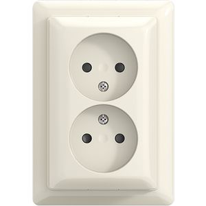 Opbouw wandcontactdoos met montageplaat ongeaard dubbel kindveilig balance AP+ wit