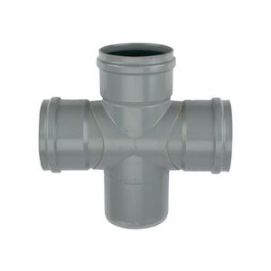 PVC manchet dubbel T-stuk 88° 110mm SN4 grijs mof/spie