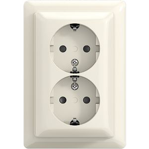 Opbouw wandcontactdoos met montageplaat met randaarde dubbel kindveilig balance AP+ wit