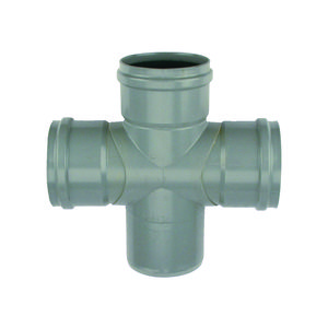 PVC manchet dubbel T-stuk 88° 110mm SN4 grijs mof/spie