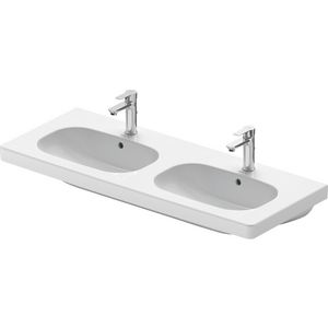 D-CODE #034812 dubbele wastafel 1200mm wit kraangaten per wasbak: 1 met overloop