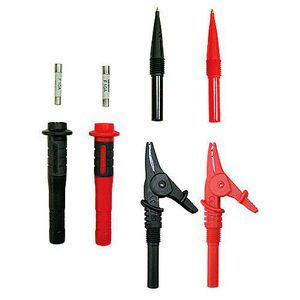 Gezekerde meetpennen en krokodilleklemmen (rood/zwart)