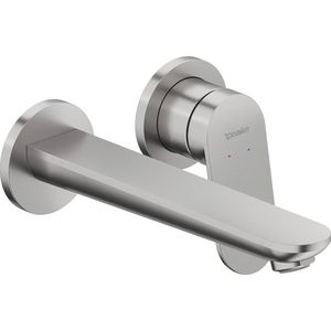 Wave 2-gats wandmengkraanafbouwdeel rvs geborsteld sprong 202mm excl. inbouwdeel