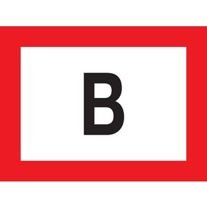 Sticker" b" 200x250 fond wit rand rood letter zwrt (809-173281)