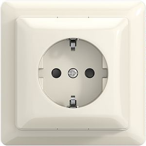 Opbouw wandcontactdoos met montageplaat met randaarde kindveilig met steekklemmen balance AP+ wit