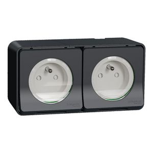 MUREVA STYL Wandcontactdoos 2V KLAPD IP55 GRIJS PEN