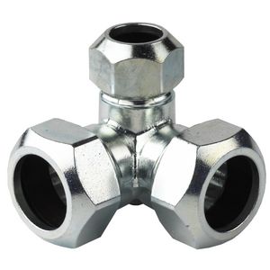 Hoek T-koppeling knel messing verzinkt 15x15x15mm 115 VVE=10