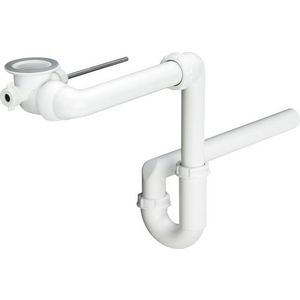 Buissifon 1.1/4x32mm ruimtsparend kunststof wit met excenterfunctie