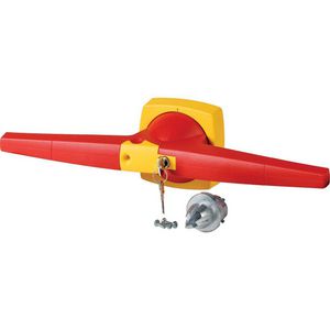 Draaigreep 14mm K5 deurinbouw roodgeel cilinderslot