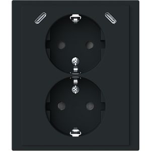 wandcontactdoos ra dubbel kv + USB-C/C inbouw Future mat zwart