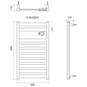 Elektr. badkamerradiator ZION vloeistofvrij 898x508mm 750W wit RAL9010