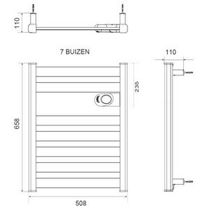 Elektr. badkamerradiator ZION vloeistofvrij 658x508mm 500W wit RAL9010