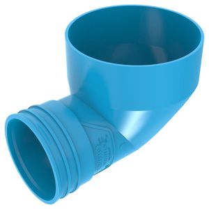 Eindstuk lijm 90° PVC luchtverdeelsysteem VENTIZA blauw Ø125mm x Ø80mm H=50mm mof/mof