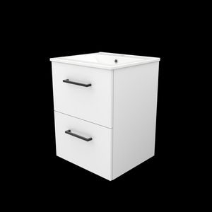 Set START-46 onderkast ice white 50cm grepen chroom 2x la porselein wastafel 1x kraangat (S46GR50PIW)