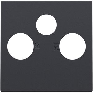 Afwerkingsset 2 enkelvoudige coaxaans. TV/FM/Satt. anthracit