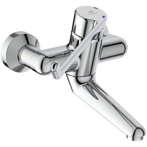 Ceraplus wandmengkraan hoh 150mm chroom sluiting over koud lange hendel uitloop 150mm incl. S-koppelingen