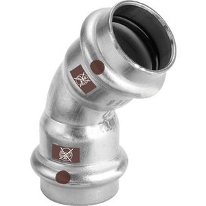 Bochtkoppeling 45° TEMPONOX persaansluiting RVS 28x28mm 1726