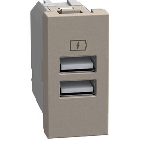 Light Now USB oplader type A+A - 15W - 1 module - stone