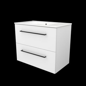 Set START-46 onderkast ice white 80cm grepen chroom 2x la porselein wastafel 1x kraangat (S46GR80PIW)