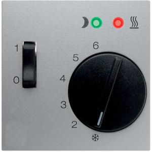 Centraalstuk regelknop en wip en 2 LED´s aluminium mat B.7