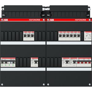 Groepenkast 9x achter 3x 30mA = HS + C + T 3-fasen