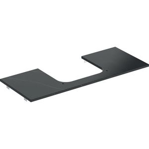 Wastafelblad porselein voor opzetwastafel 120cm zwart marmerlook mat uitsparing rechthoek gecentreerd ONE