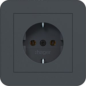 SCHUKO-wandcontactdoos met afdekplaat steekkl. C.1 antraciet