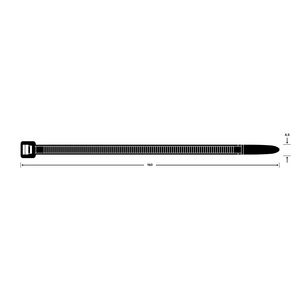 Zak a 100st. trekbandjes 160X4,5mm zwart