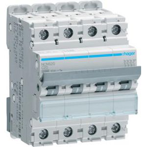 Installatieautomaat 3-polig + Nul 20A C-karakteristiek 10 (15)kA