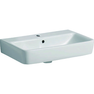 Renova Compact wastafel 60x37cm met kraangat + overloop wit Keratect