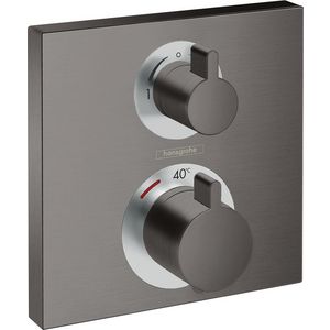 Afbouwdeel inbouwthermostaat Ecostat Square 2 functies brushed black chrome