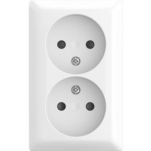 Wandcontactdoos kv dubbel opb b-AP alpin wit (202 APBJ-524)