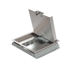 Vloercontactdoos instort 32mm 4x GST 6x data uitsparing RVS T25 klapd.