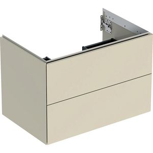 Wastafelonderkast 2x la 75cm zandgrijs hoogglans ONE